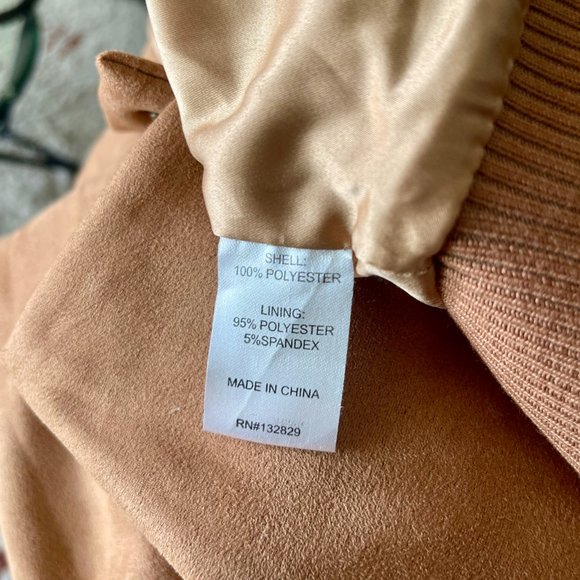 Lovers + Friends Felix Jacket camel faux suede bomber size XL - Picture 5 of 7
